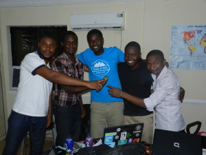 (The winning team of the Hack4Good Nigeria) From Left -Ben; Manga; SchoolofData Fellow -Oludotun Babayemi; Habib; Chief Executive, CODE - Hamzat