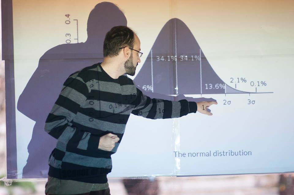 Developer Baze Petrushev showed participants how to use the Normal Distribution to find stories in data
