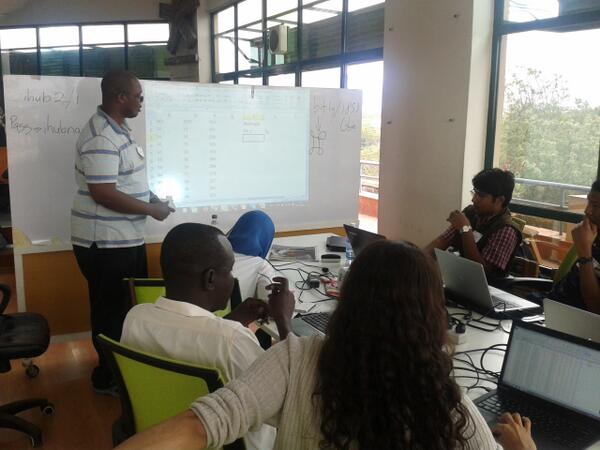 Steve Kenei of Development Initiatives leading a School of Data Training in Nairobi, Kenya (November 2013)